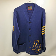 Vtg GREWE Cardigan Varsity Wool Cardigan Sweater USA highschool vintage RARE 61
