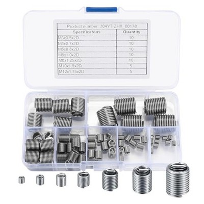Streamlined Solution 60pc Stainless Steel Helicoil Inserts for Easy Repairs