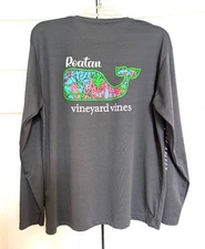 Vineyard Vines Roatan Whale Long Sleeve Shirt Size L Gray Performance