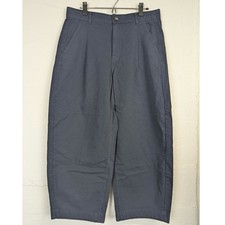 Everlane Barrel Leg Trousers Pants Blue Organic Cotton High Rise Capsule Size 12