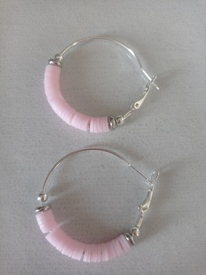 Damen Creolen Fimo Rosé Silber   LuaCreazioni  