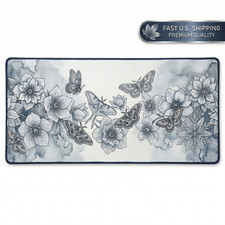 Gothic Moth Botanical Gaming Mouse Pad XXL Extended Desk Mat 36x18 Winter Floral