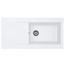 Liquida EW10WH 1.0 Bowl White Composite Kitchen Sink Inset Reversible 1000x500mm