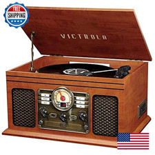 Victrola The Quincy 6-in-1 Bluetooth Record Player  Multimedia Center with Buil