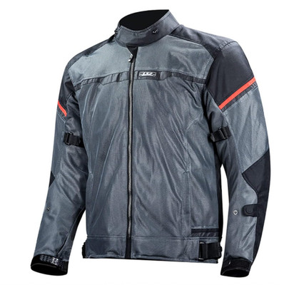 LS2 Riva Mens Jacket Black/Dark Gray/Red Large Motorcycle MJT120-134R3