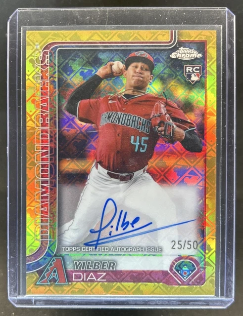 2025 Topps Chrome LogoFractor Yilber Diaz Rookie Auto RC Gold Refractor #/50