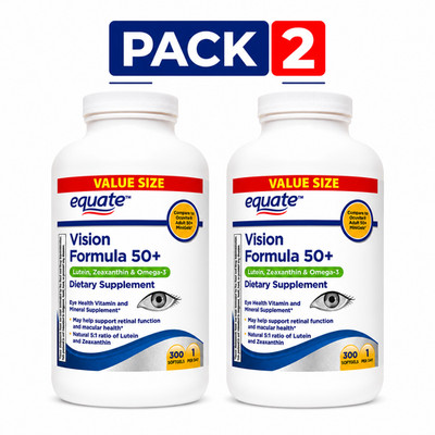 Equate Vision Formula 50 Plus Eye Health Softgels Value Size 300ct 2pk
