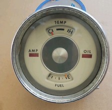 1962 .studebaker Lark Instrument Gauge Amp Temp Fuel Oil In White