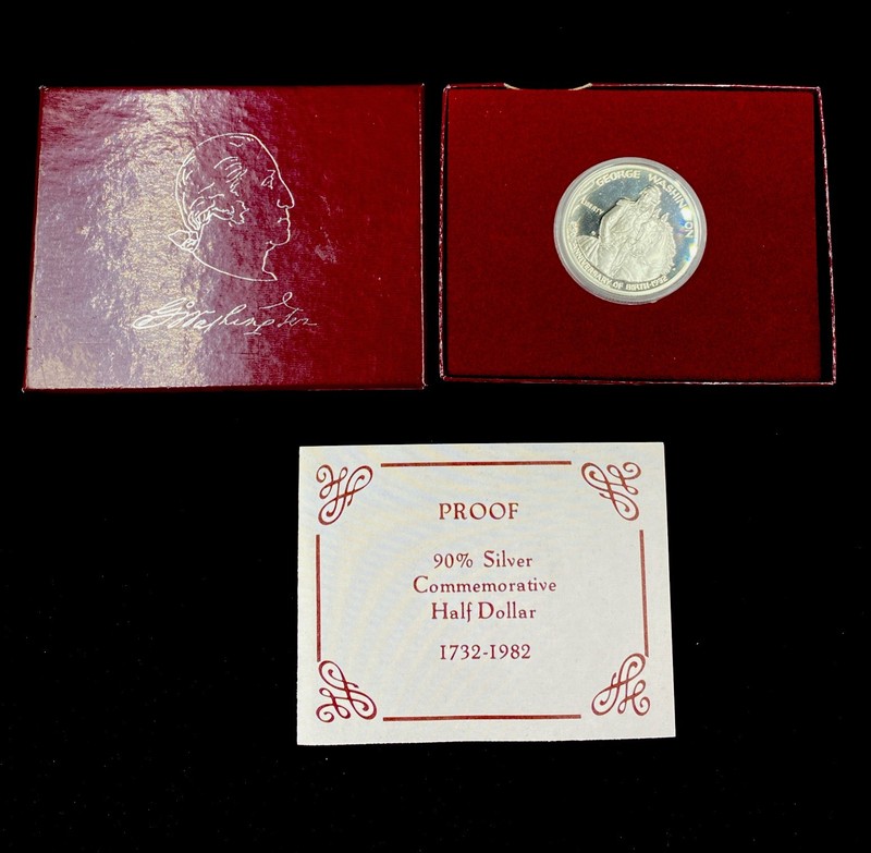 1982-S Proof George Washington US Commemorative Silver Half Dollar OGP & COA