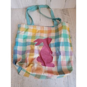 Unique youth Easter pastel rabbit tote bag plaid spring apparel accessory