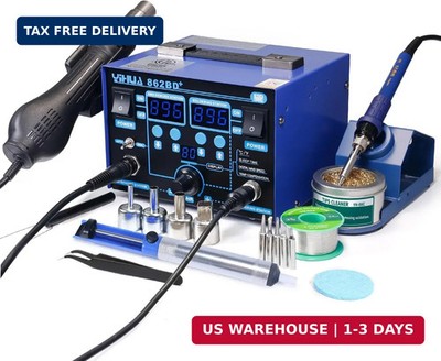 YIHUA 862BD+ SMD ESD Safe 2 in 1 Soldering Iron Hot Air Rework Station °F /°C wi
