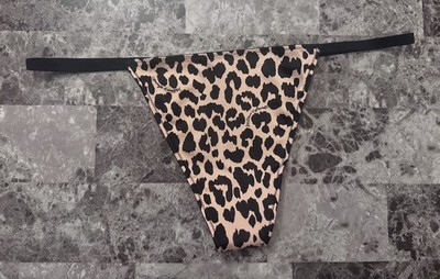 NWOT VICTORIA'S SECRET XL SATIN SMOOTH LEOPARD CHEETAH RARE V STRING PANTIES