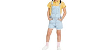 Cat Jack Girls XL 14/16 Plus Jean Shortalls Bib Shorts Light Wash Raw Hem NEW