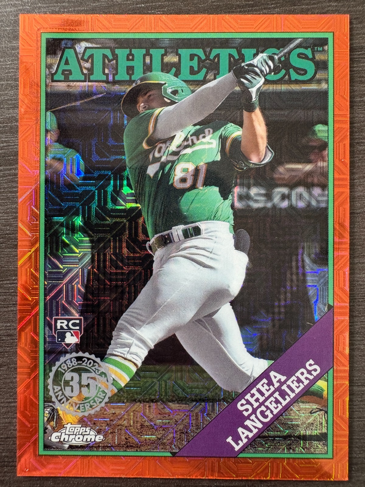 2023 Topps Silver Pack Shea Langeliers RC 1988 Orange Mojo Chrome Refractor /25