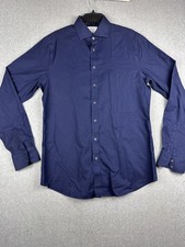 Charles Tyrwhitt Shirt Mens 16.5 38 Blue Slim Fit Non Iron Dress Button Up