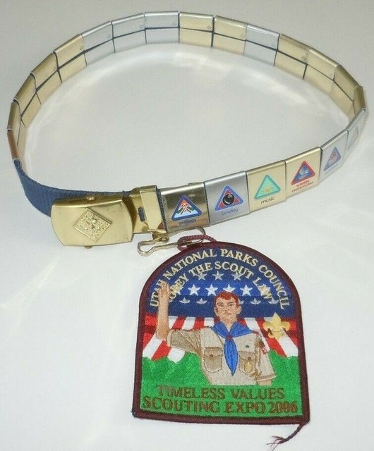 Cub Scout Belt Brass Buckle 29 in 21 Activity Loop Awards Medals Badges