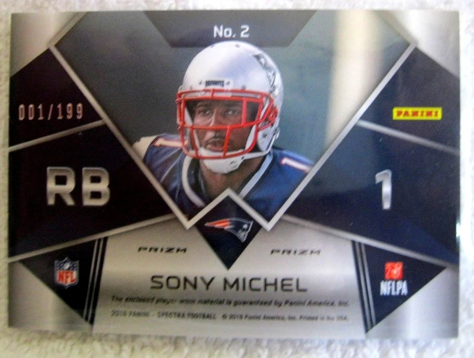 Sony Michel RC 2018 Spectra Refractor Monumental Patch#1/199!Patriots RB RC GOAT - Image 2 of 2