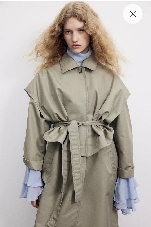 Light Khaki H&M Oversized Maxi Trench Coat