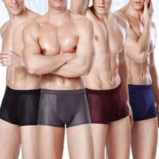 Men's Underwear Boxer Briefs Ice Silk Shorts Panties Bulge Pouch Underpants