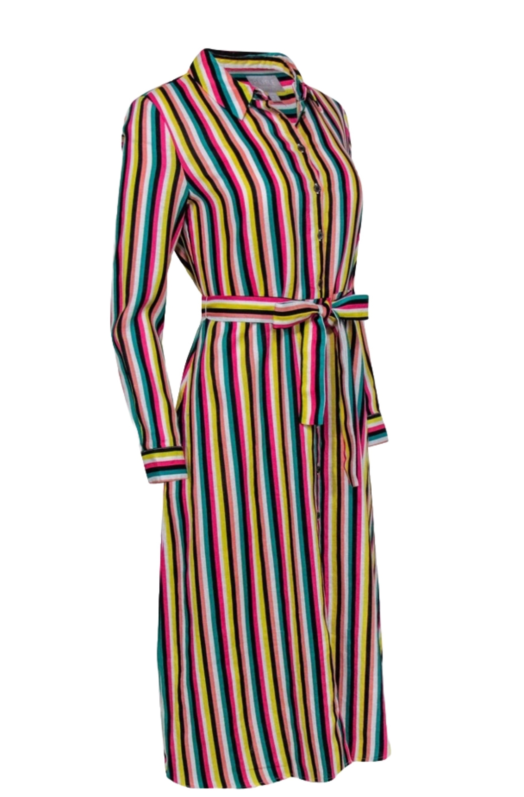 Pure Collection Laundered Linen Shirt Dress Bright Stripe Size US -6 Excellent