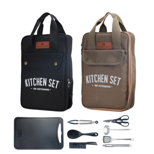 Camp Kitchen Set 8pcs Cooking Utensils Set Camping Travel Set Stainless Steel - Picture 3 of 14