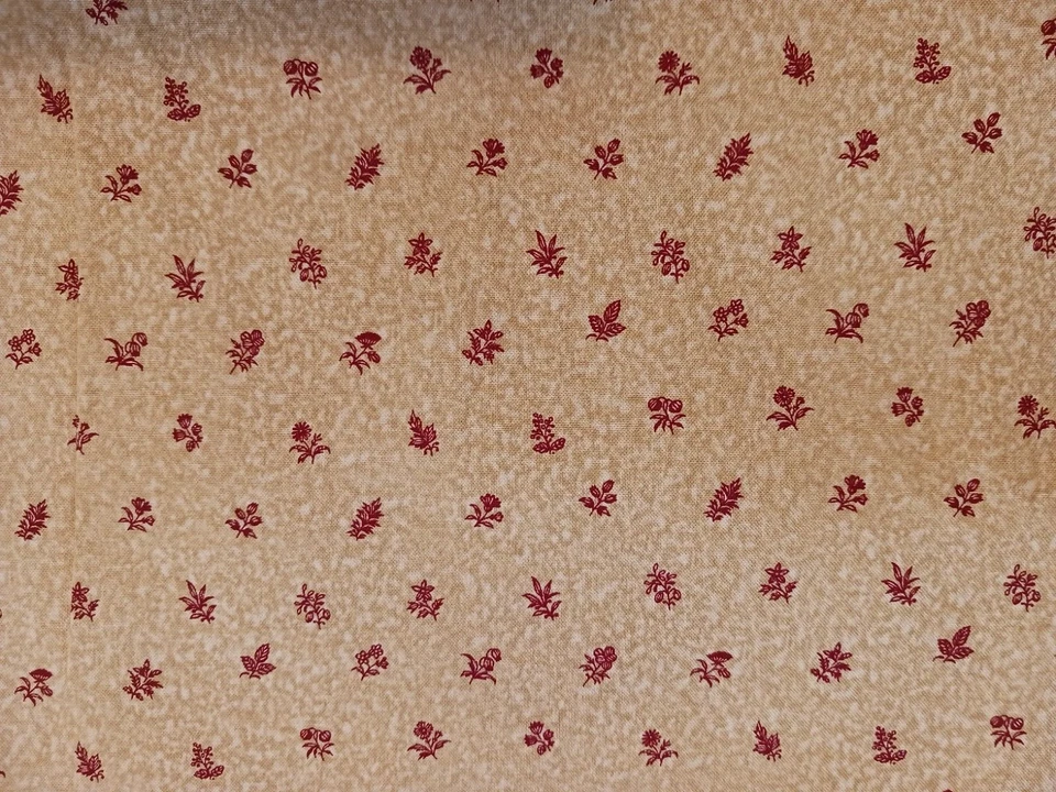 Tela de algodón de calidad con estampado floral dorado y rojo intenso hecha en Japón Hobby Lobby 2 C Foto 4 de 4