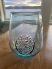 100% Authentic Recycled Glass Stemless Goblet Tumbler Blue