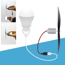 Micro Wind Turbines Generator Small DC Motor Blades W/ Bulb DIY Project Kit USA