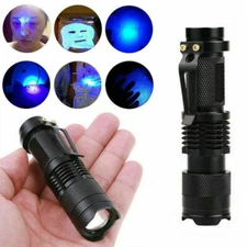 UV Ultraviolet LED Flashlight Blacklight Light Lamp Pocket Mini Torch with Clip