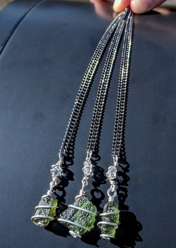 МОЛДАВИТ и HERKIMER бриллиант ожерелье. Подвеска Synergy кристалл тектита 925 12 - Изображение 4 из 4