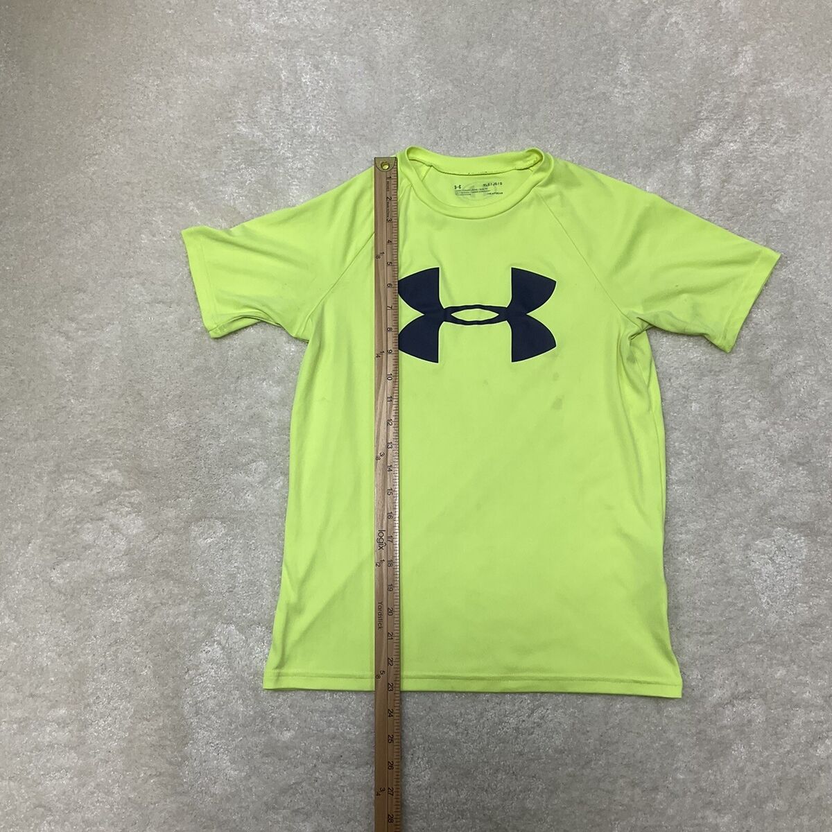 Under Armour Boys Size L HeatGear Short Sleeve Neon Yellow