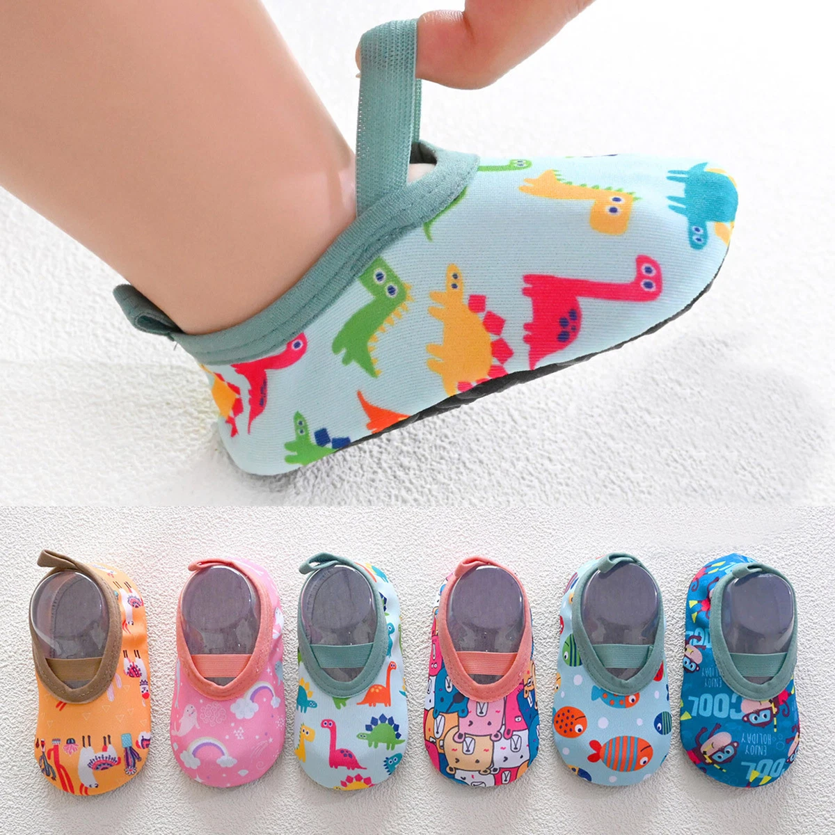 Kids Baby Boys Girls Cartoon The Floor Socks Barefoot Aqua Socks Non Slip Shoes