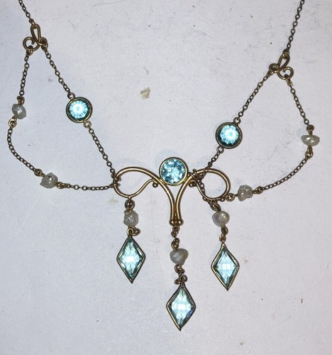 Schöne antike viktorianische edwardianische festoon Halskette karatarm oder goldgefüllt - Bild 11 von 13