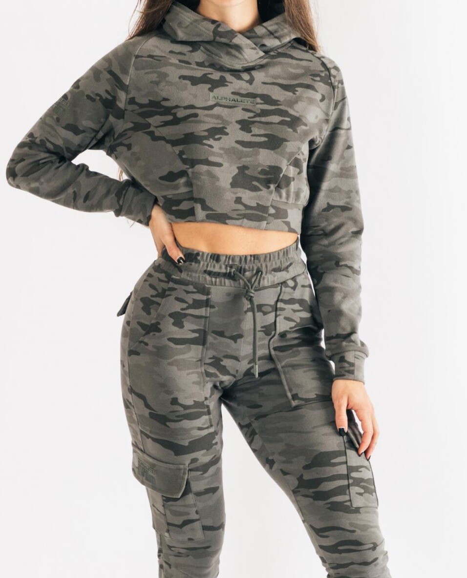 🔥SHIP FAST💥 NWT! Alphalete Identity Pro Crop Hoodie Terrain Camo medium  women