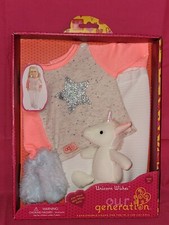 Our Generation 18" Doll Unicorn Wishes Pajamas PJ's NRFB