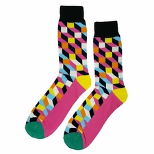 NWT Carnival Dress Socks Novelty Men 8-12 Multicolor Crazy Fun Sockfly