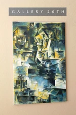 EPIC! CUBIST MID CENTURY ORIG OIL PAINTING PICASSOS PORTRAIT RE-CREATION VTG ART