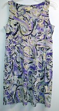 Michael Kors Sleeveless Pocket Dress Size L Watercolor Purple Polyester Spandex