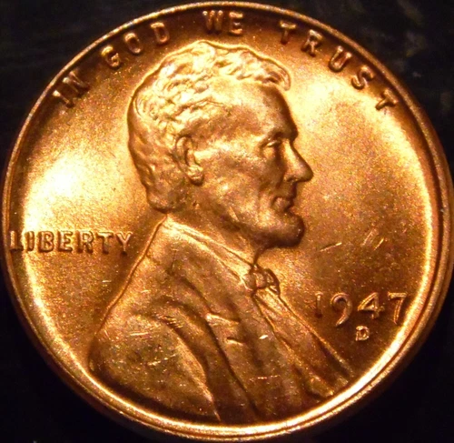 1947-D Lincoln Cent Choice/Gem BU Red Original