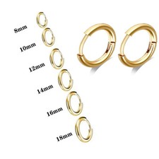 Genuine Stainless Steel Simple Hinged Hoop Sleeper Circle Ring Earrings Gifts UK