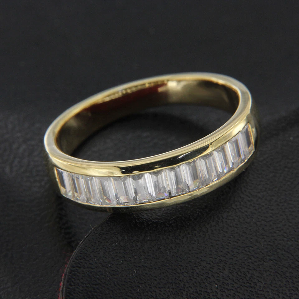 2 CT Baguette Cut CZ Half Eternity Wedding Band Ring IN 14K Yellow Gold Plated - Image 4 of 4