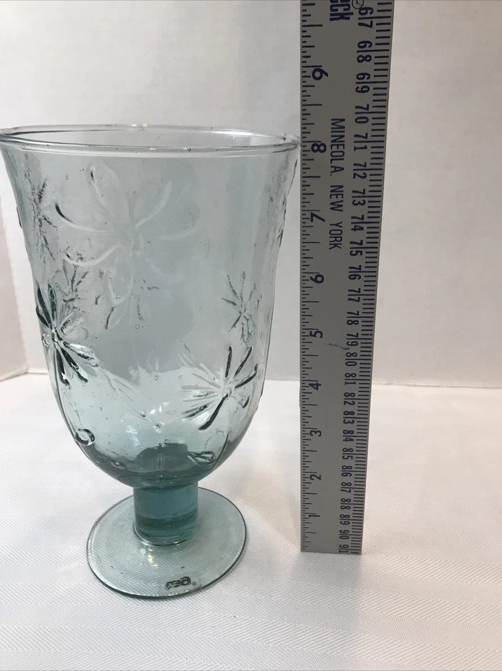 Vaso TAG azul bolha arte vidro votivo com flores vela suporte furacão - Imagem 3 de 4