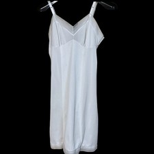 Vinrage White PHILMAID Chiffon Trim Nylon Full Dress Slip Sz 36