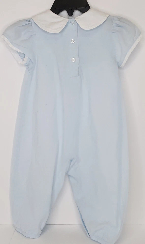 Laura Ashley 复活节母亲和孩子婴儿连衫裤 3 米 Peter Pan 领泡泡蓝色 — 第 3/4 张图片