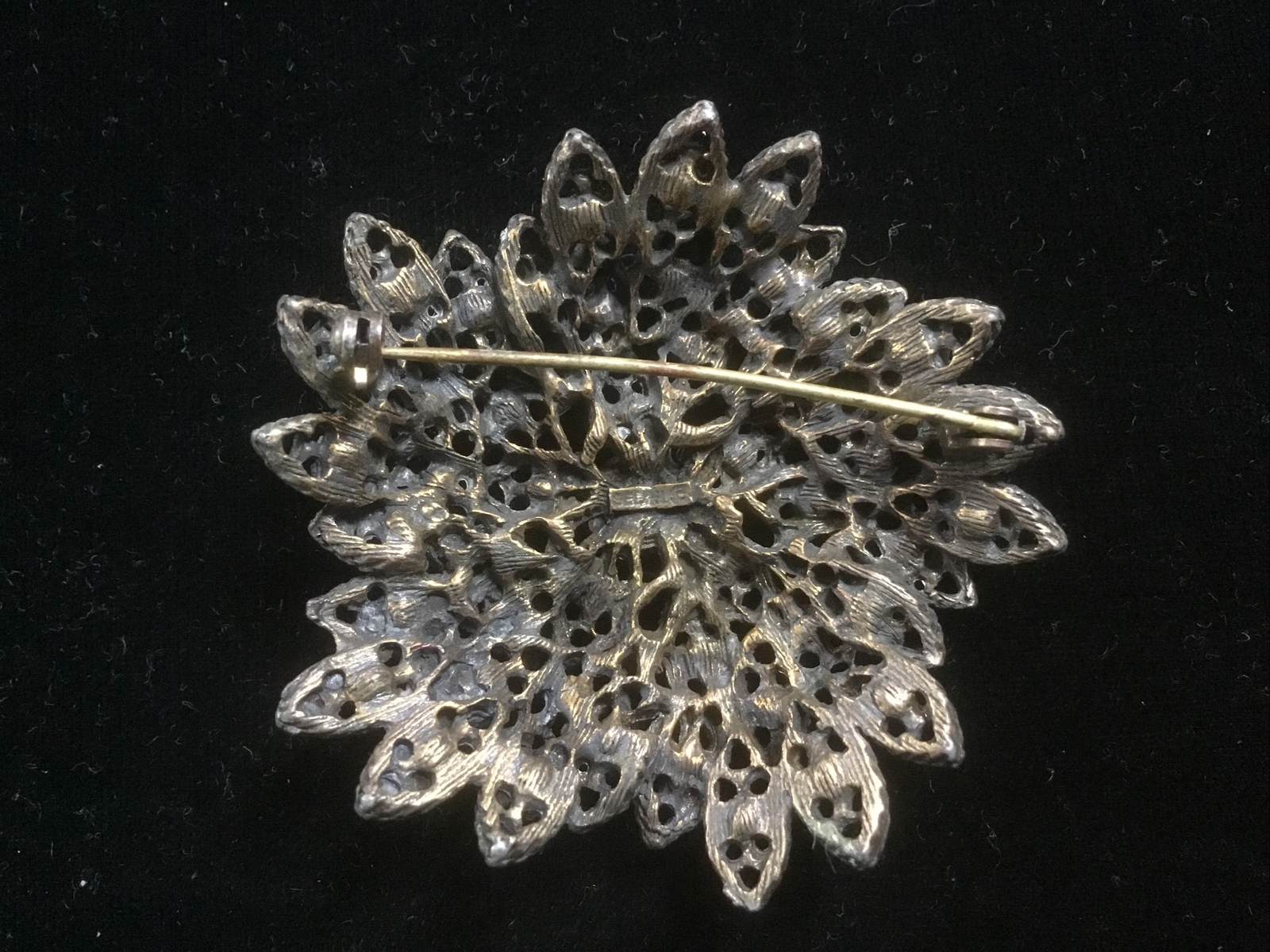 Vintage Signed Selini Ruby Red Rhinestone Flower … - image 3