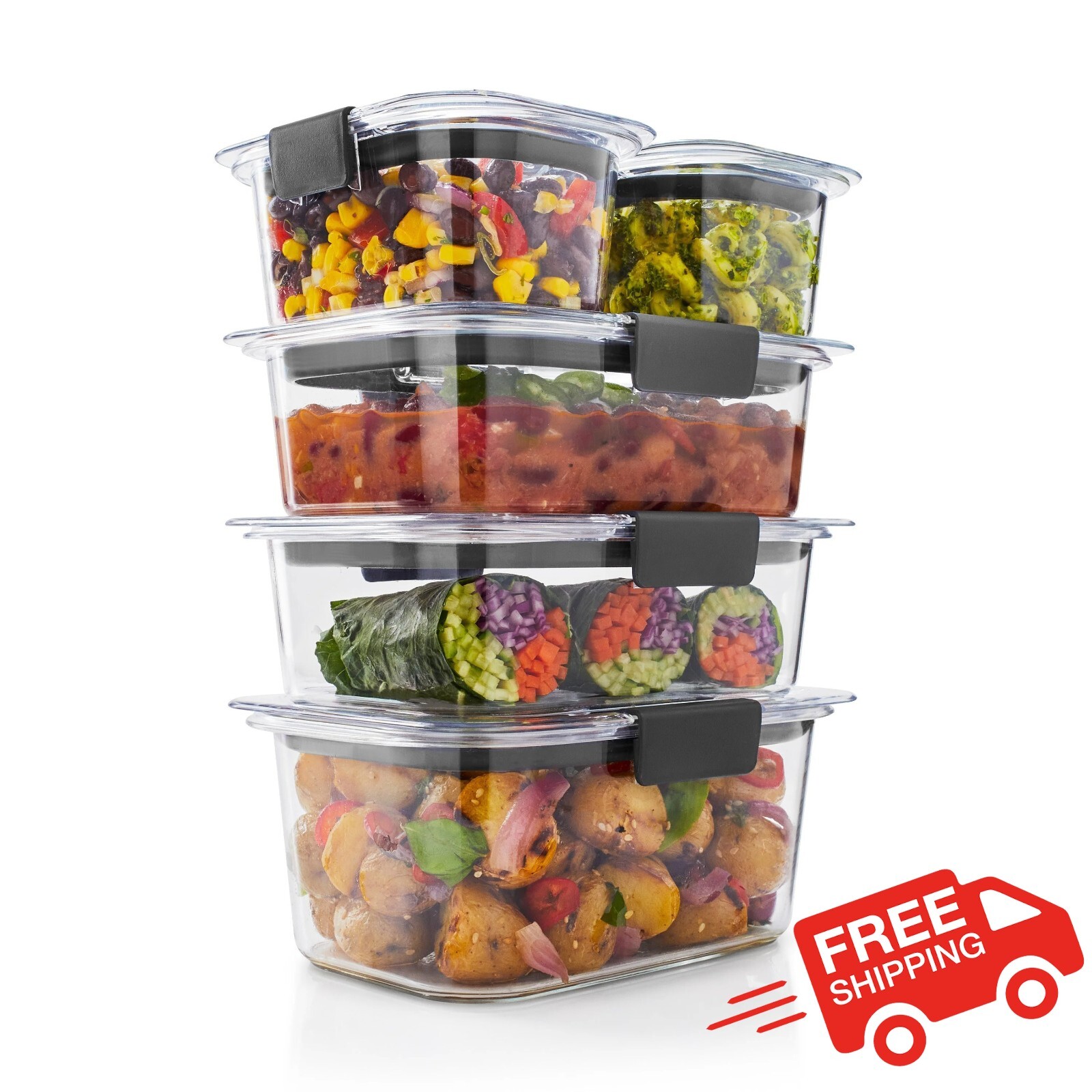 Rubbermaid Brilliance 10-Piece Leak-Proof Clear Food Storage Container Set