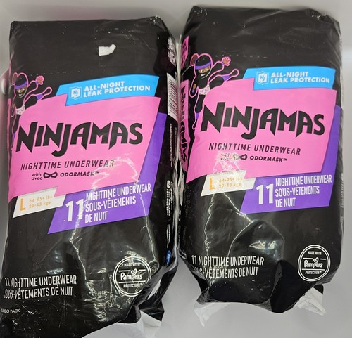 Ninjamas Girls' Nighttime Underwear Bedwetting Disposable Larg 64-96 LBS 2 Packs - Picture 2 of 5