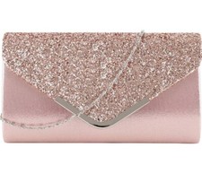 Pink Wedding Bride Purse Glitter Clutch Handbag Chain Crossbody Shoulder...
