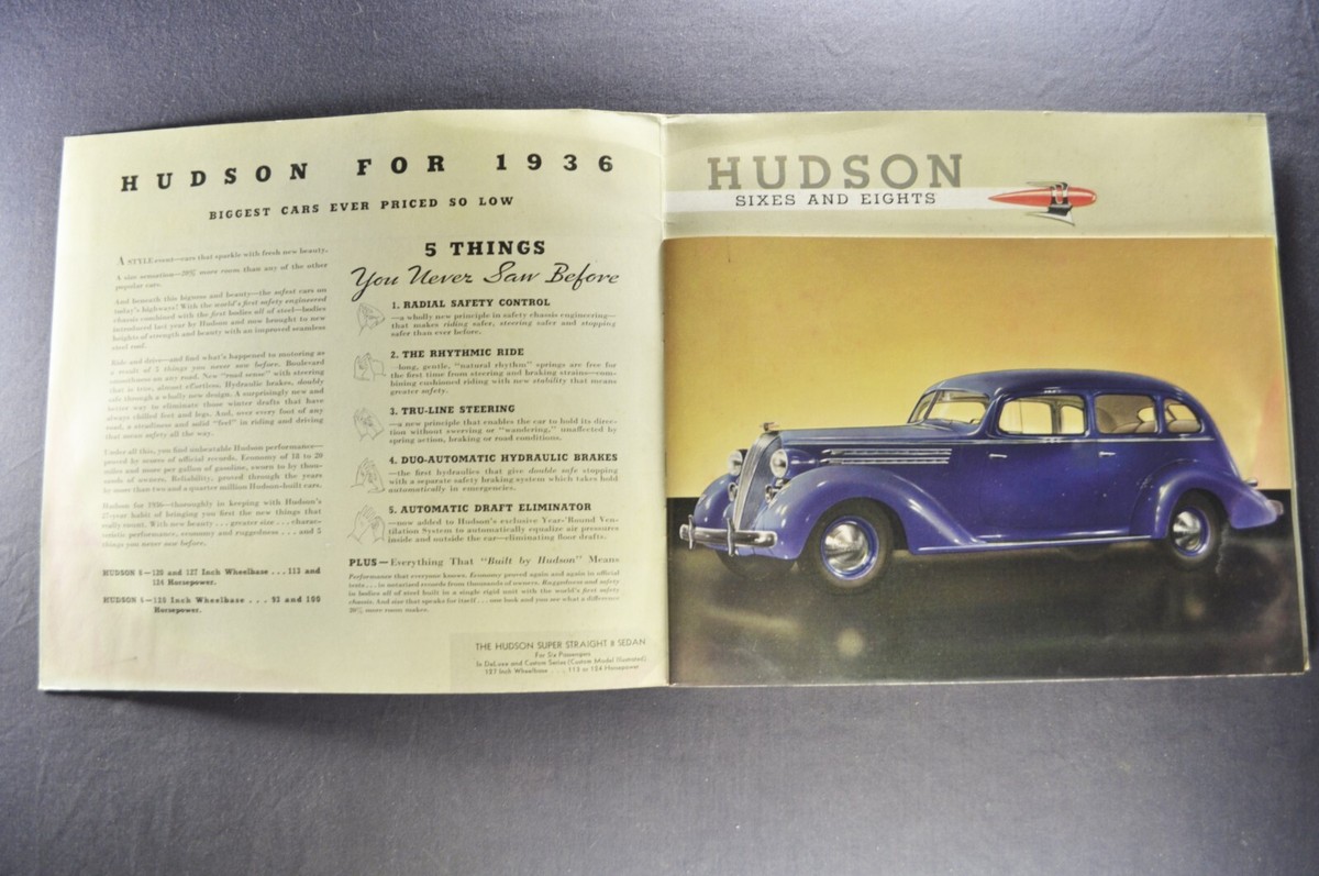 1936 Hudson Large Catalog Convertible Coupe Brougham Coach Sedan