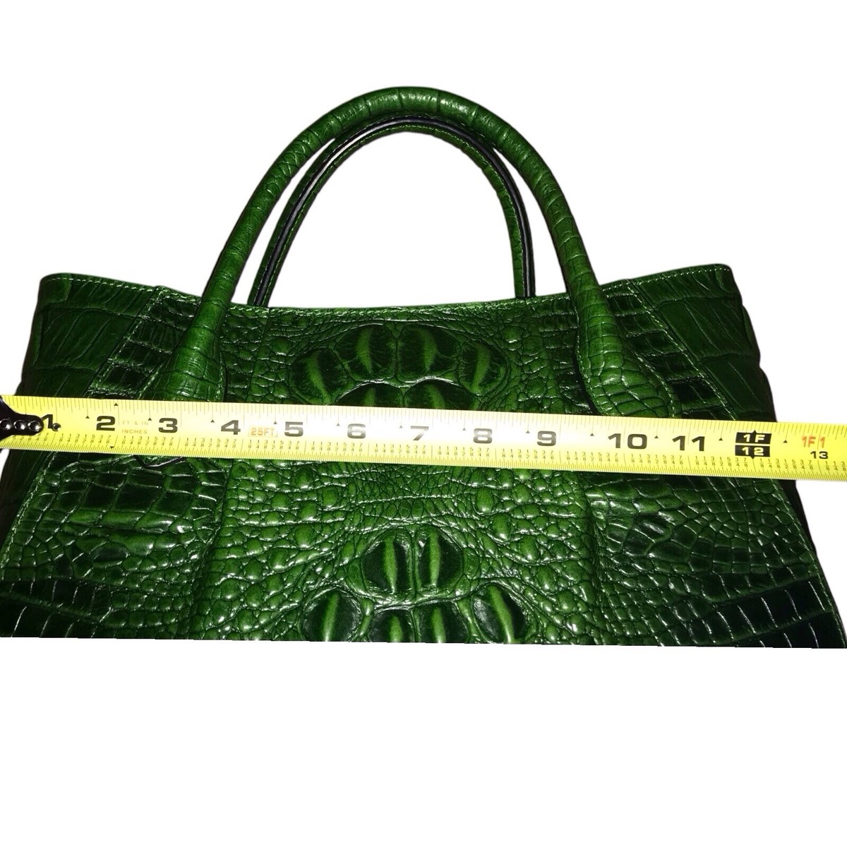 Crocodile Embossed Green Satchel Bag | eBay